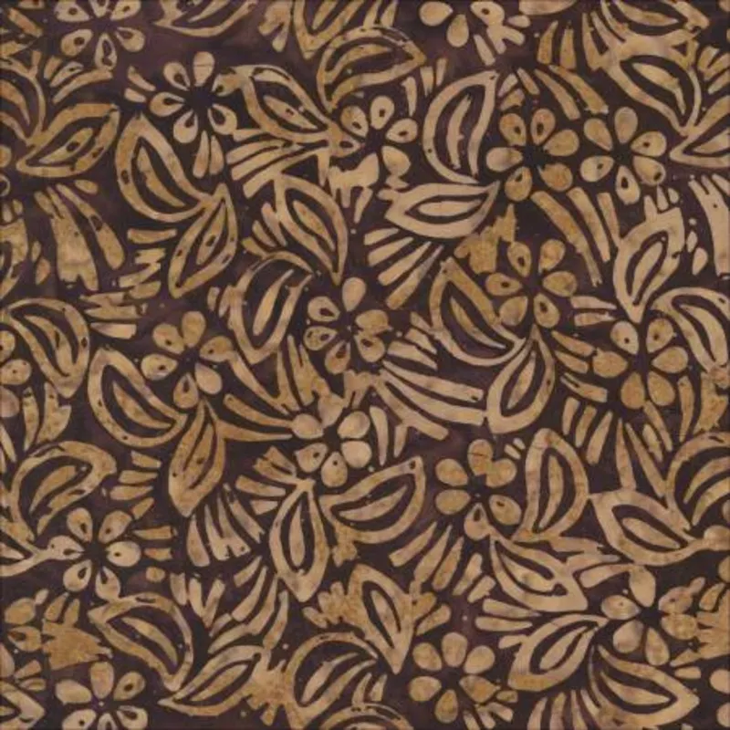Mocha Hibiscus Batik Fabric