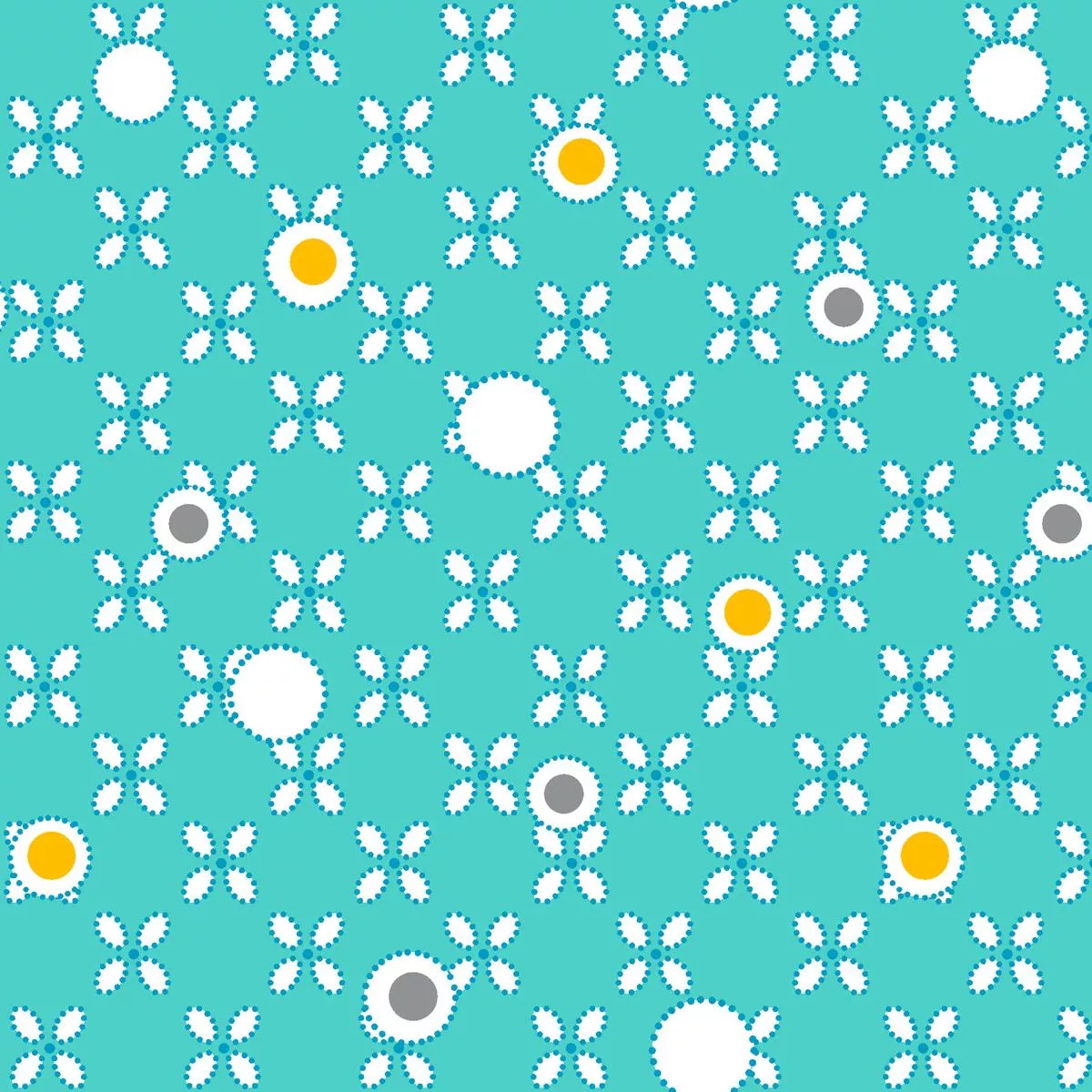 mod-blooms-aqua-dotted-floral-fabric Mod Blooms – Aqua Dotted Floral Fabric