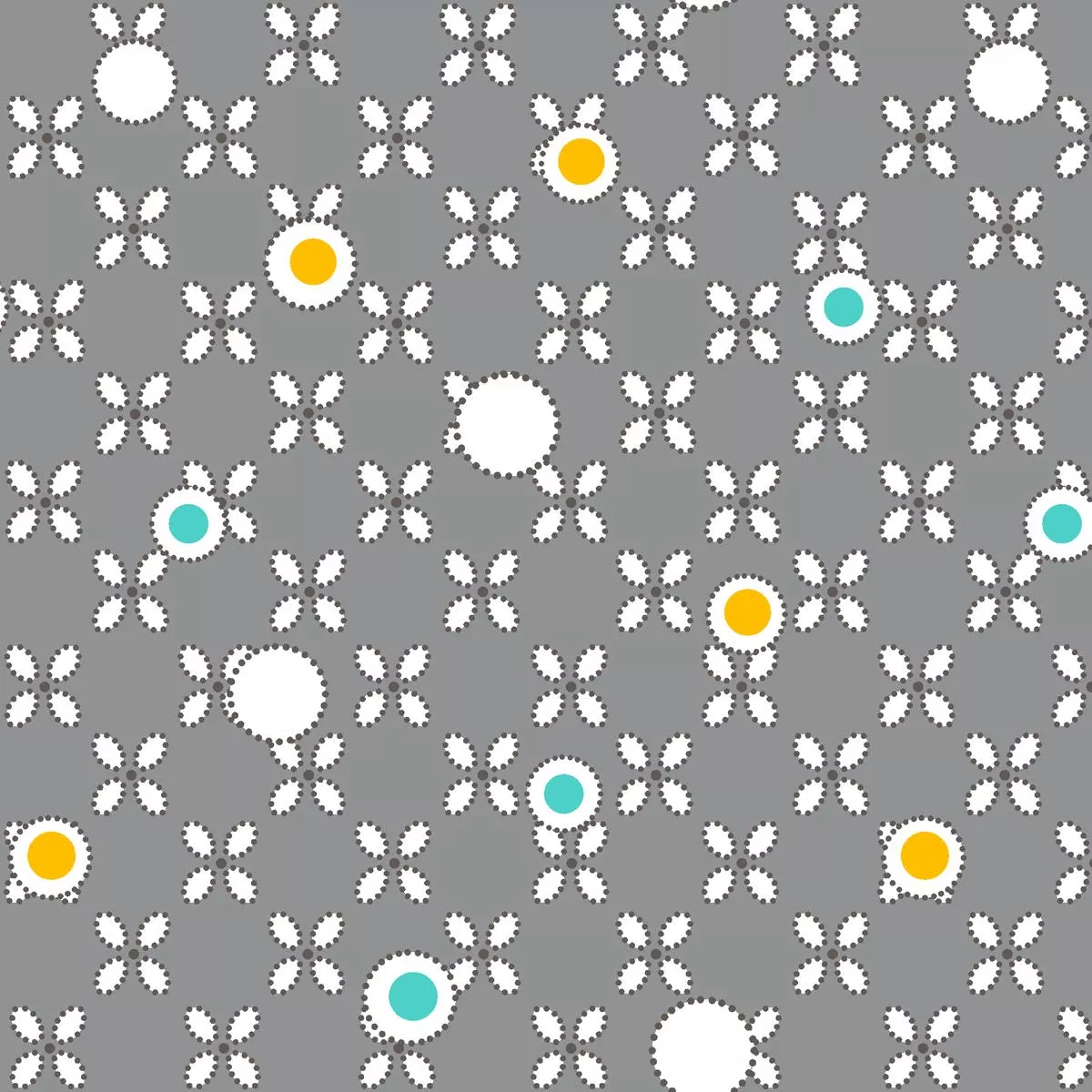 mod-blooms-gray-dotted-floral-fabric Mod Blooms – Gray Dotted Floral Fabric