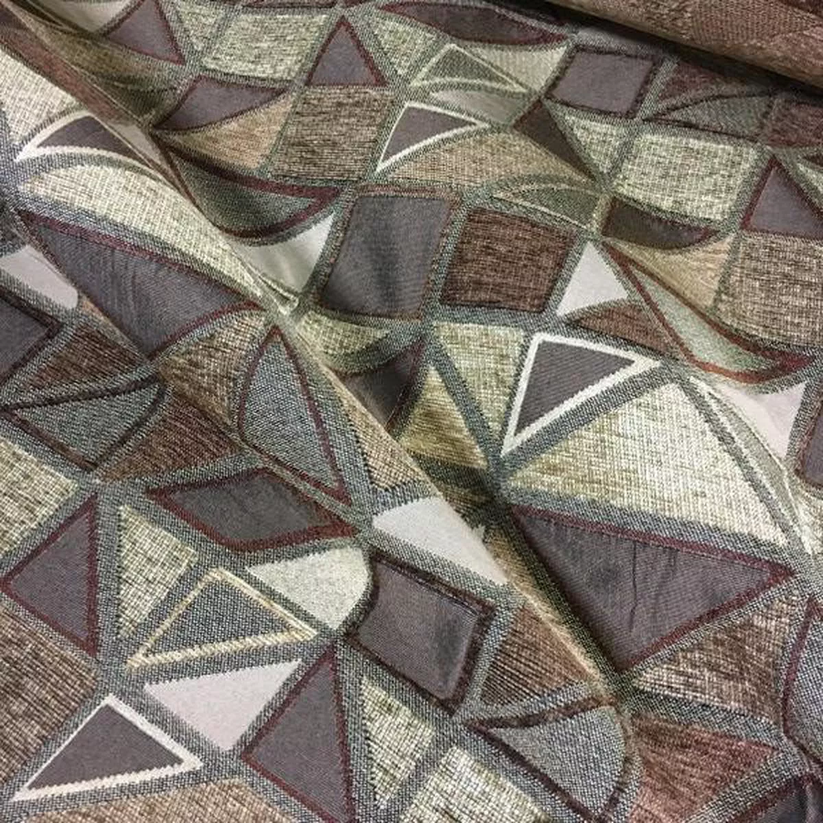 Monopoly Spice Geometric Chenille Brown Upholstery Fabric