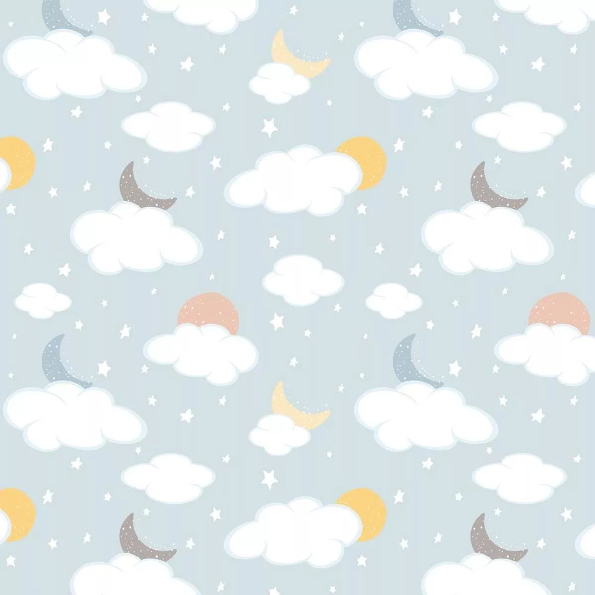 moons-clouds-fabric-blue Moons & Clouds Fabric – Blue