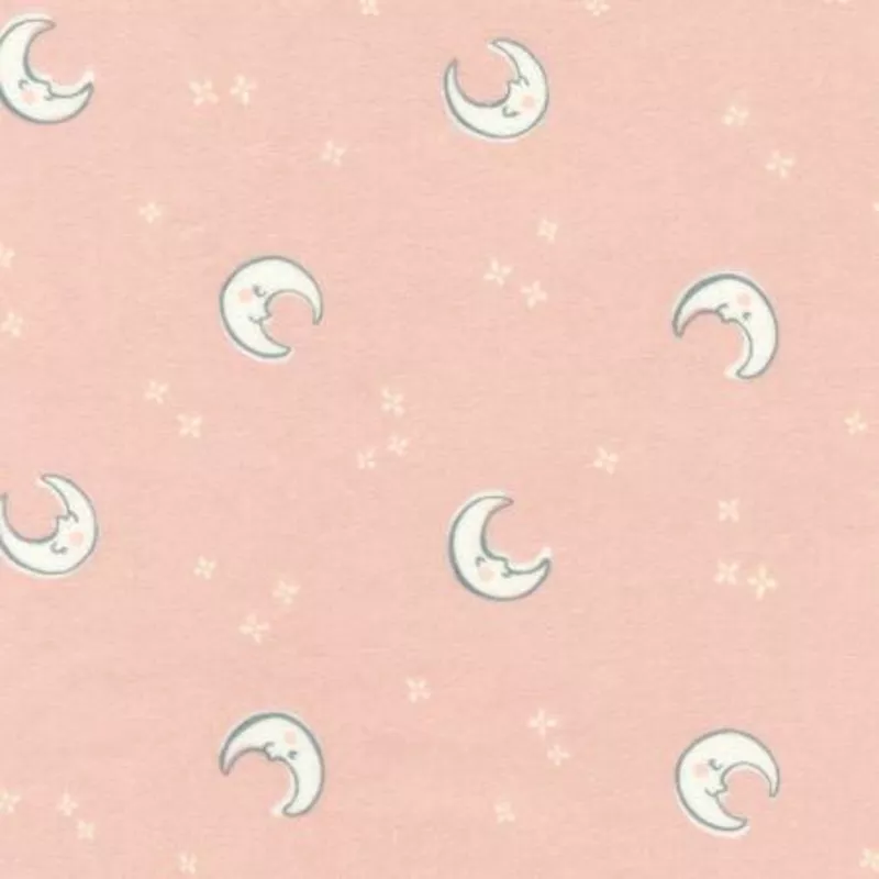 Moons Pink Lemonade Flannel Fabric