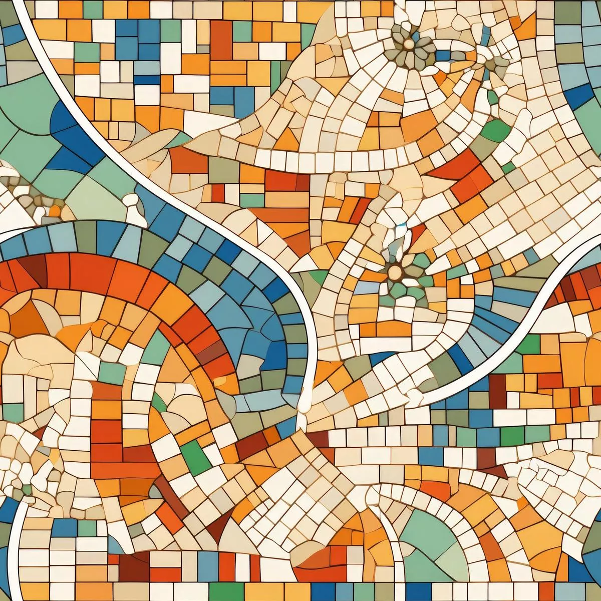 Mosaic Art Pattern 2 Quilting Cotton Fabric