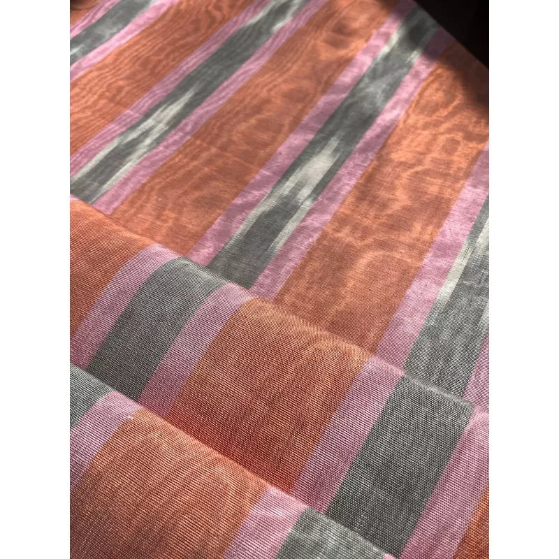 Multi Color Striped Pattern Moir Fabric By The YardLuxurious SilkFor Interior Design & Special Sewing Projects. / 22 inches – 50 cm Width.
