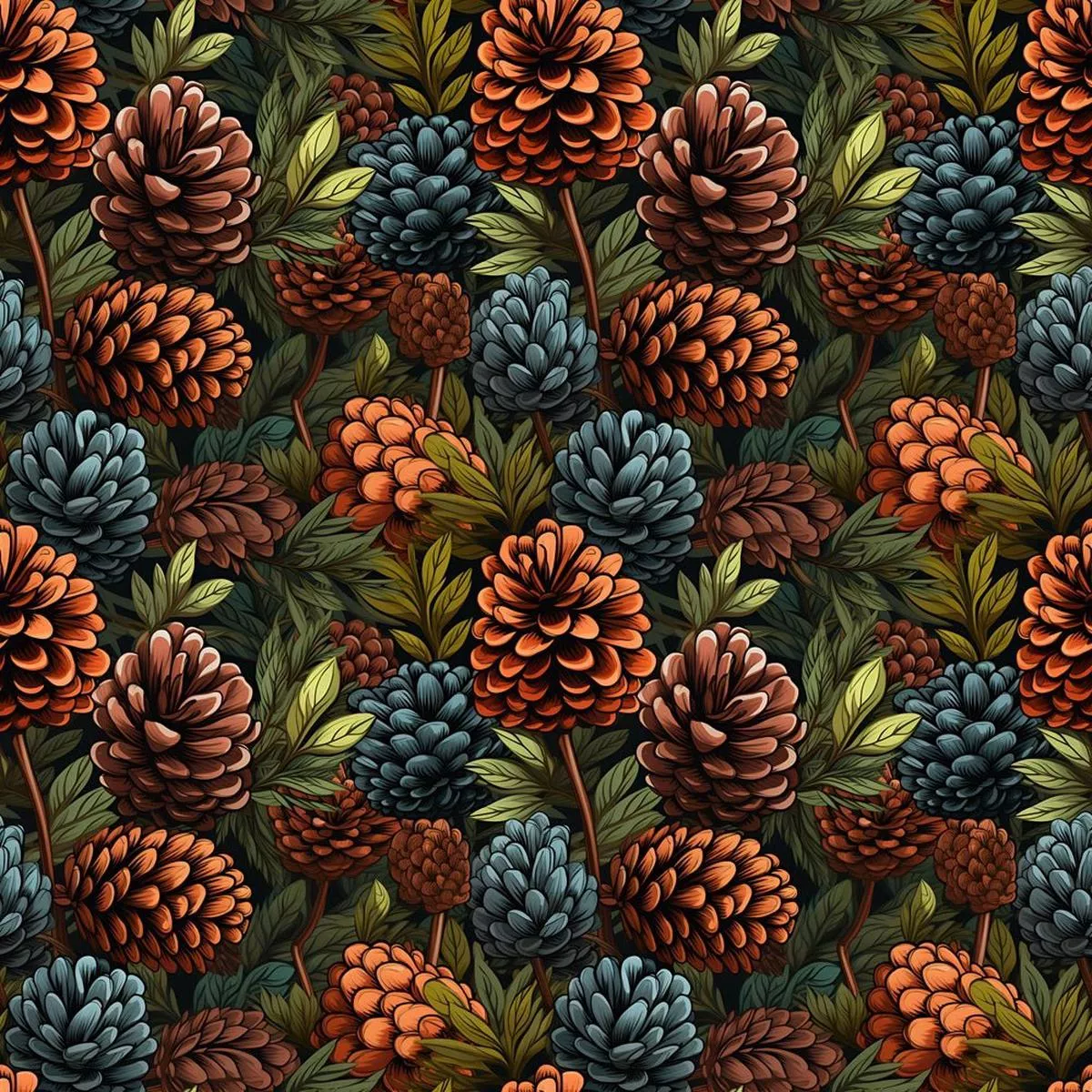 Multi-Colored Packed Pinecone Fabric