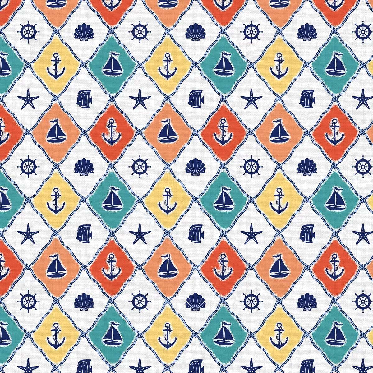 nautical-icons-multi-quilting-cotton Nautical Icons – Multi – Quilting Cotton