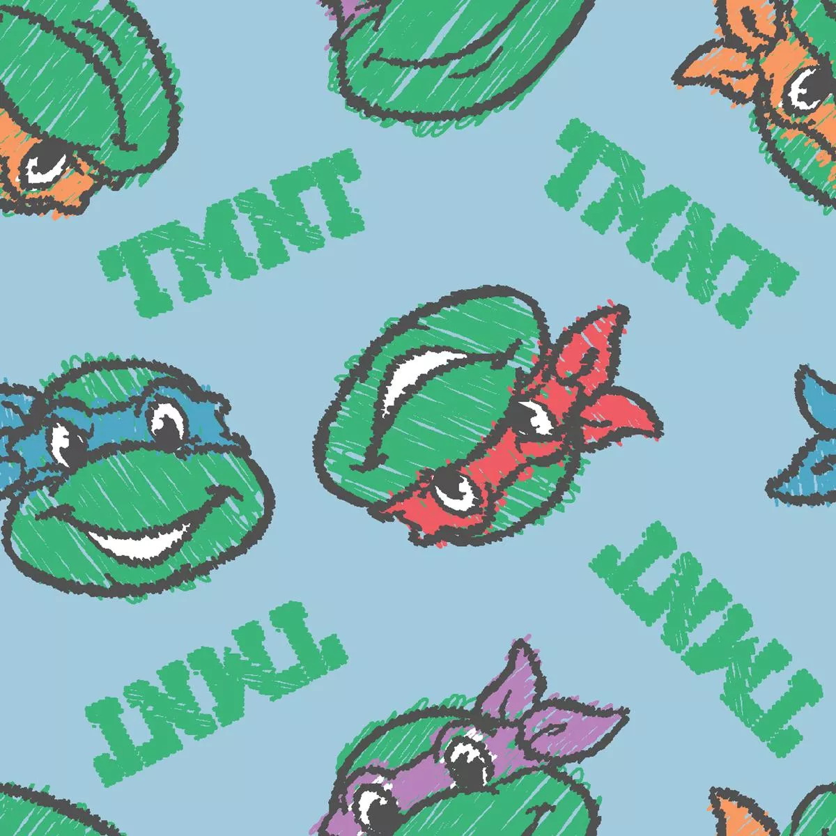 nickelodeon-tmnt-blue-gray-faces-fabric Nickelodeon TMNT Blue-Gray Faces Fabric
