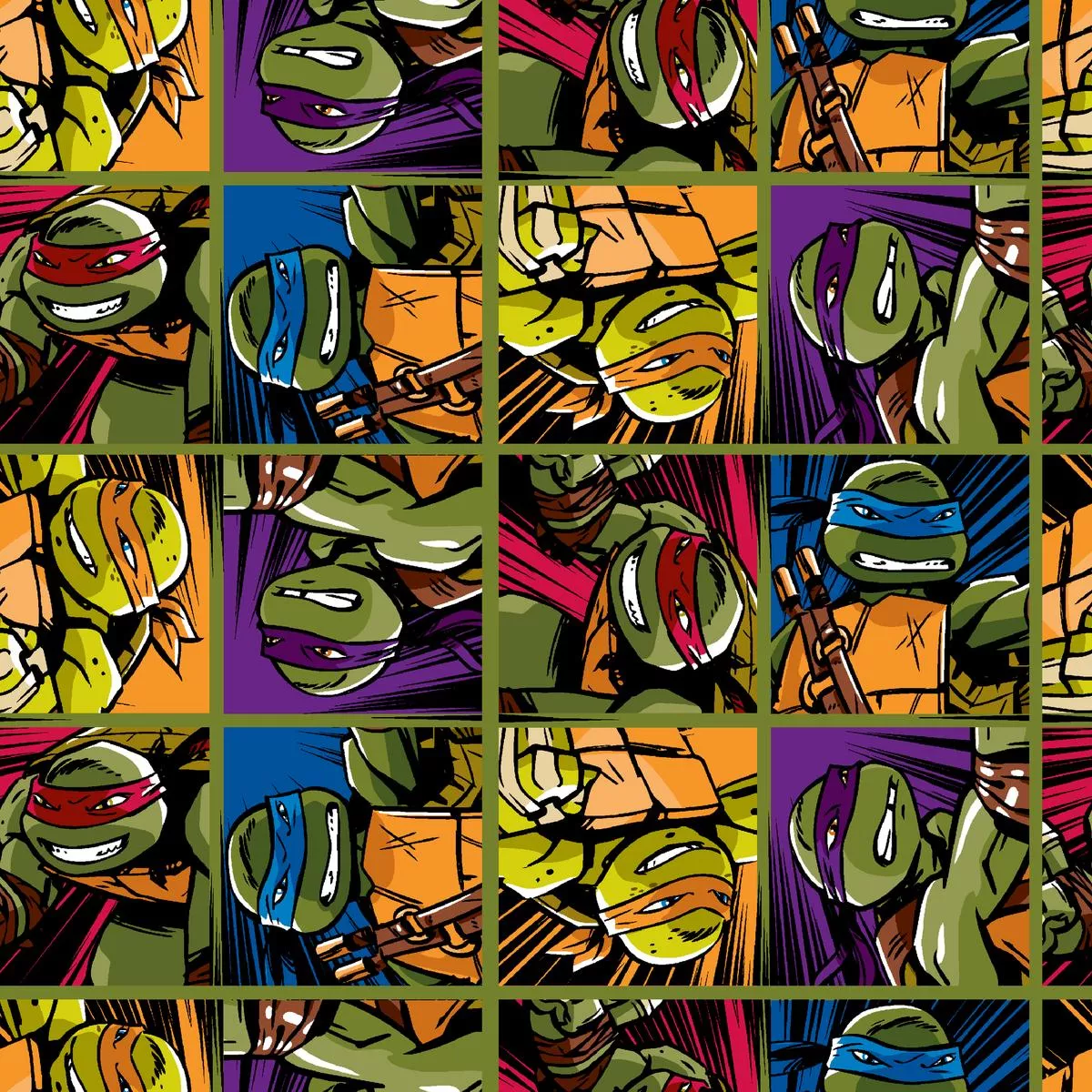 nickelodeon-tmnt-intense-comic-grid-fabric Nickelodeon TMNT Intense Comic Grid Fabric