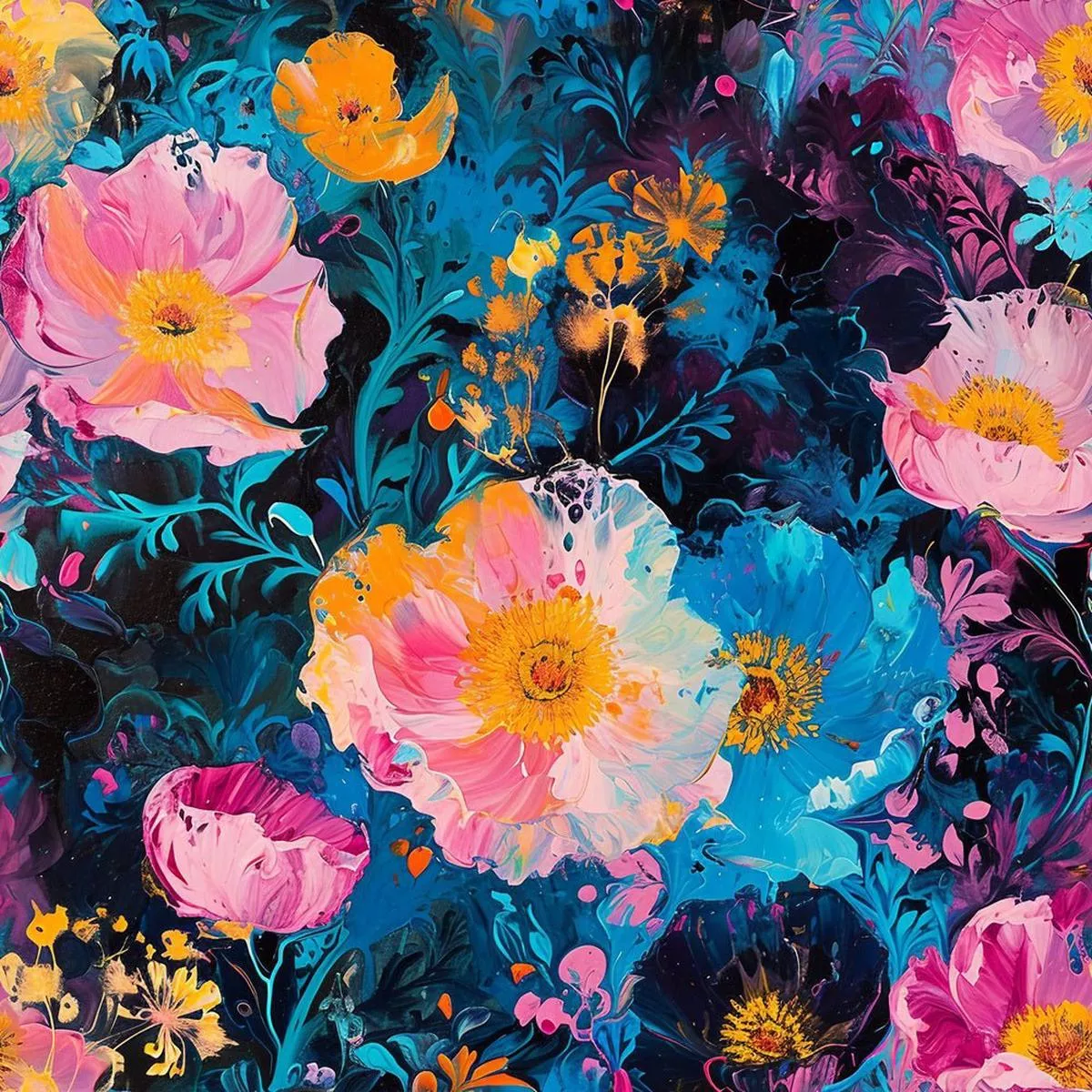 nightlife-abstract-floral-pattern-8-fabric Nightlife Abstract Floral Pattern #8 Fabric