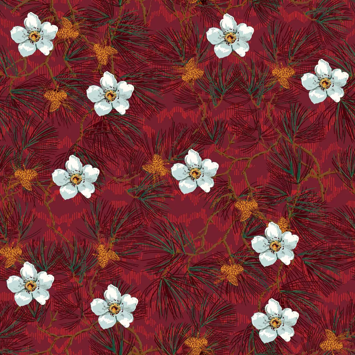 noel-garden-on-berry-fabric Noel Garden on Berry Fabric