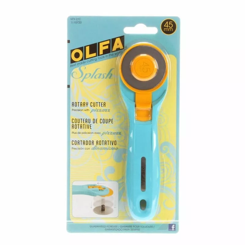 olfa-splash-rotary-cutter-size-45mm-aqua Olfa Splash Rotary Cutter– Size 45mm Aqua