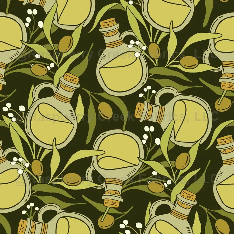 Olive Oil Bottle Mediterranean Kitchen Botanical Sage Green