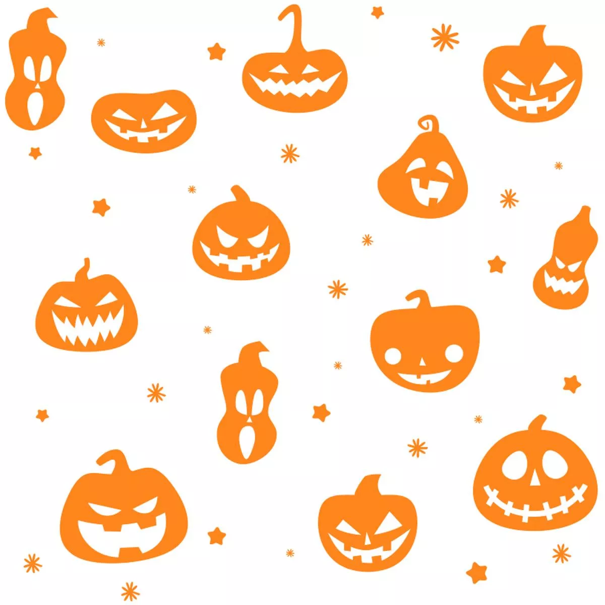 orange-pumpkins-stars-fabric-white Orange Pumpkins Stars Fabric – White