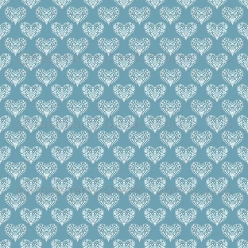 Ornamental hearts on light blue – Small