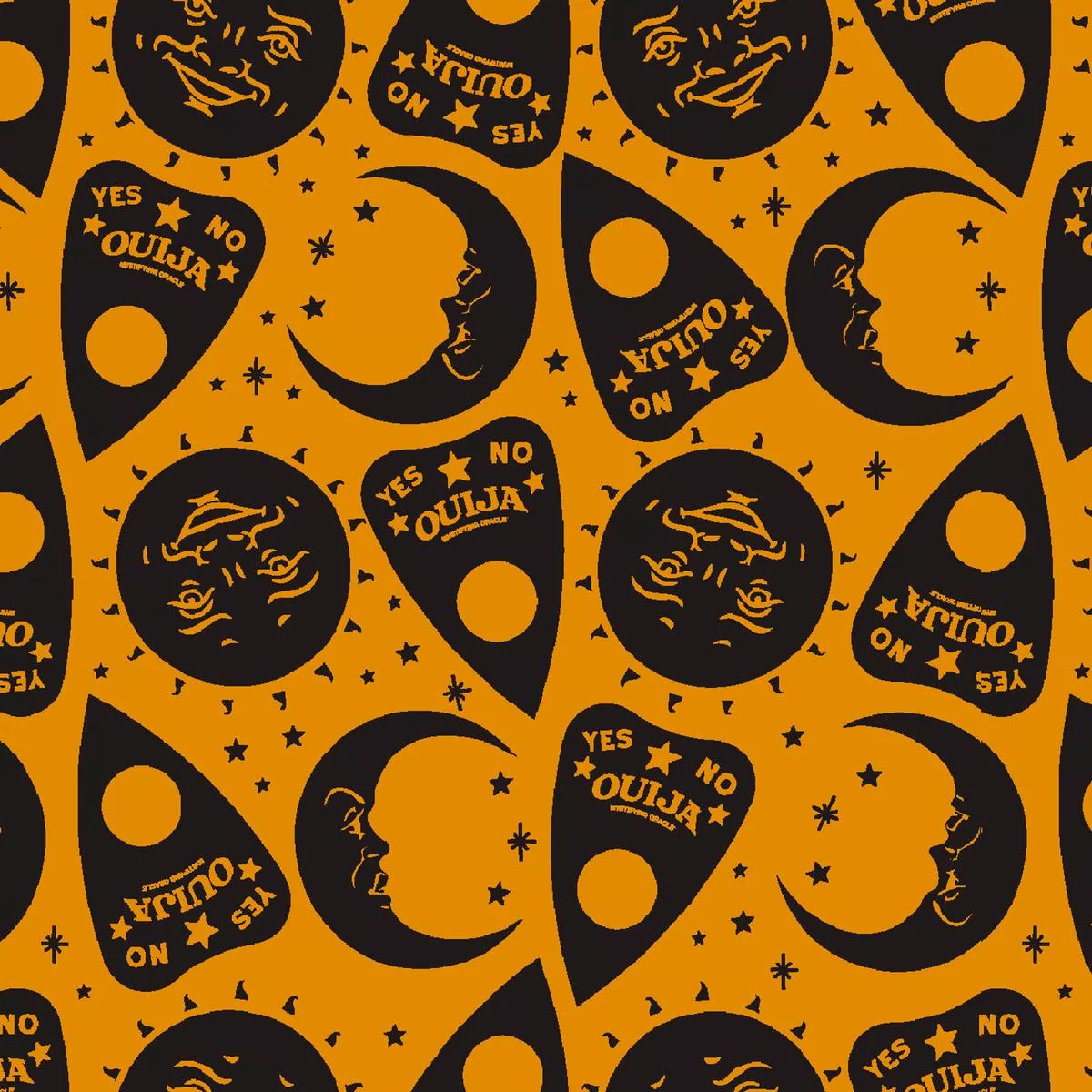 ouija-mystical-planchette-moon-on-rust-fabric Ouija Mystical Planchette & Moon on Rust Fabric