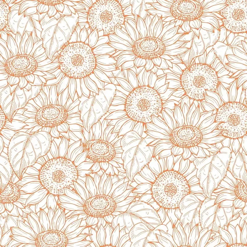outlined-sunflower-fabric-soft-orange Outlined Sunflower Fabric – Soft Orange