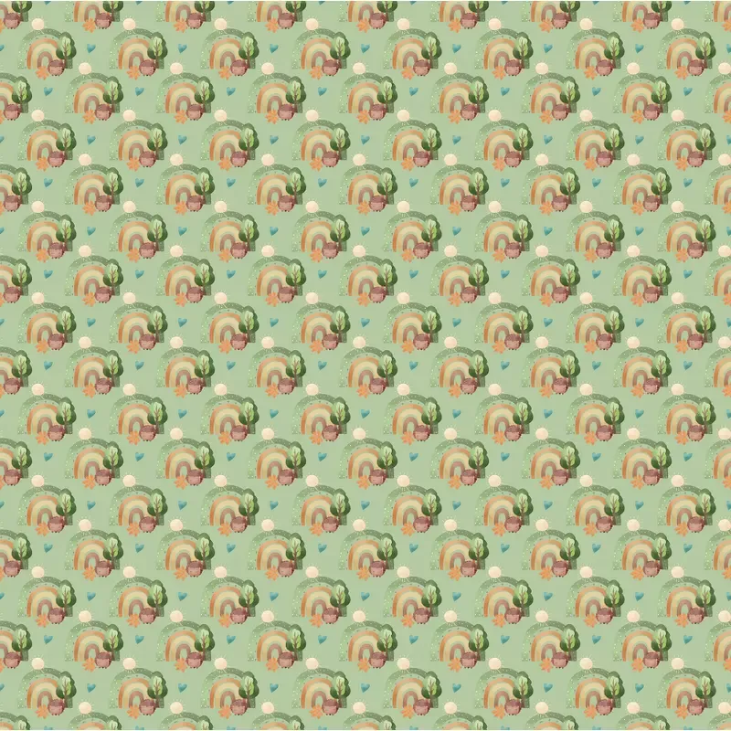 packed-hedgehogs-rainbows-fabric-green Packed Hedgehogs & Rainbows Fabric – Green
