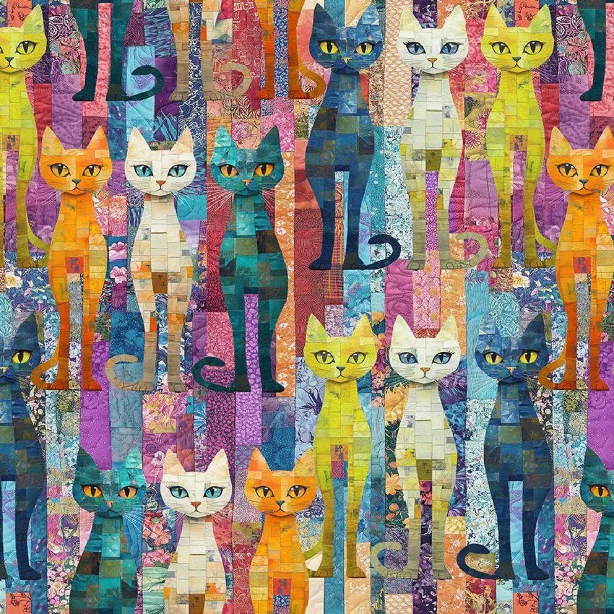 packed-quilt-cats-multi-by-tt-studio Packed Quilt Cats Multi by TT Studio