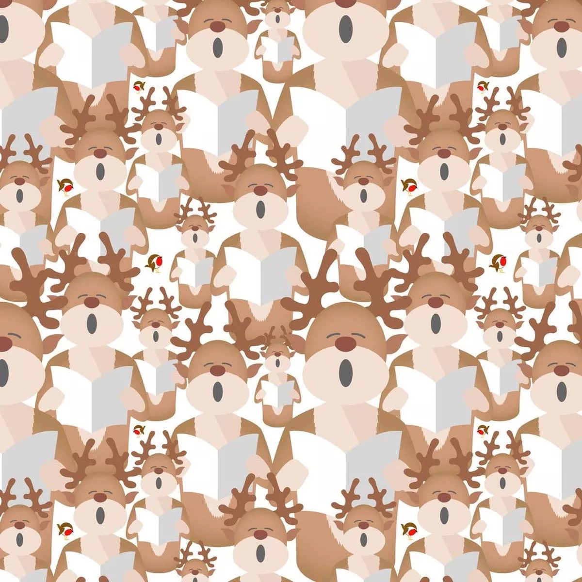Packed Singing Reindeers Fabric