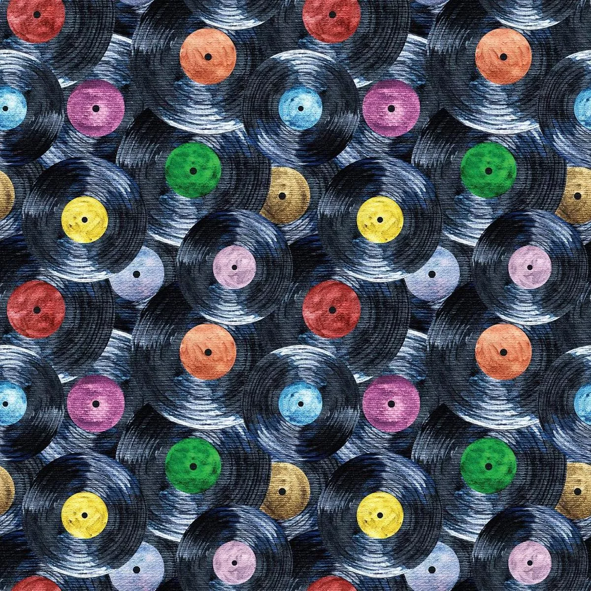 Packed Vinyl Records Fabric