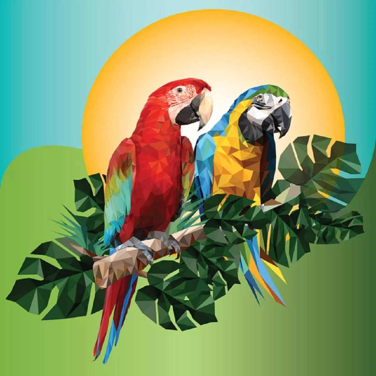pair-macaws-fabric-panel-multi Pair Of Macaws Fabric Panel – Multi