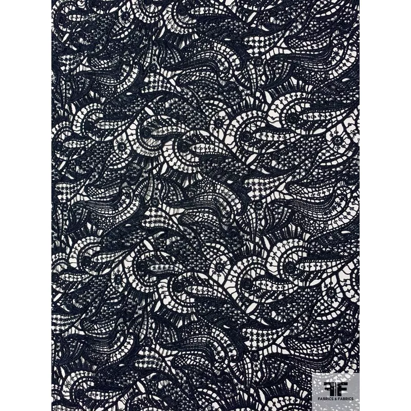Paisley Guipure Lace – Navy