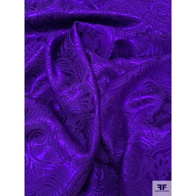 Paisley Jacquard Silk Charmeuse – Royal Indigo