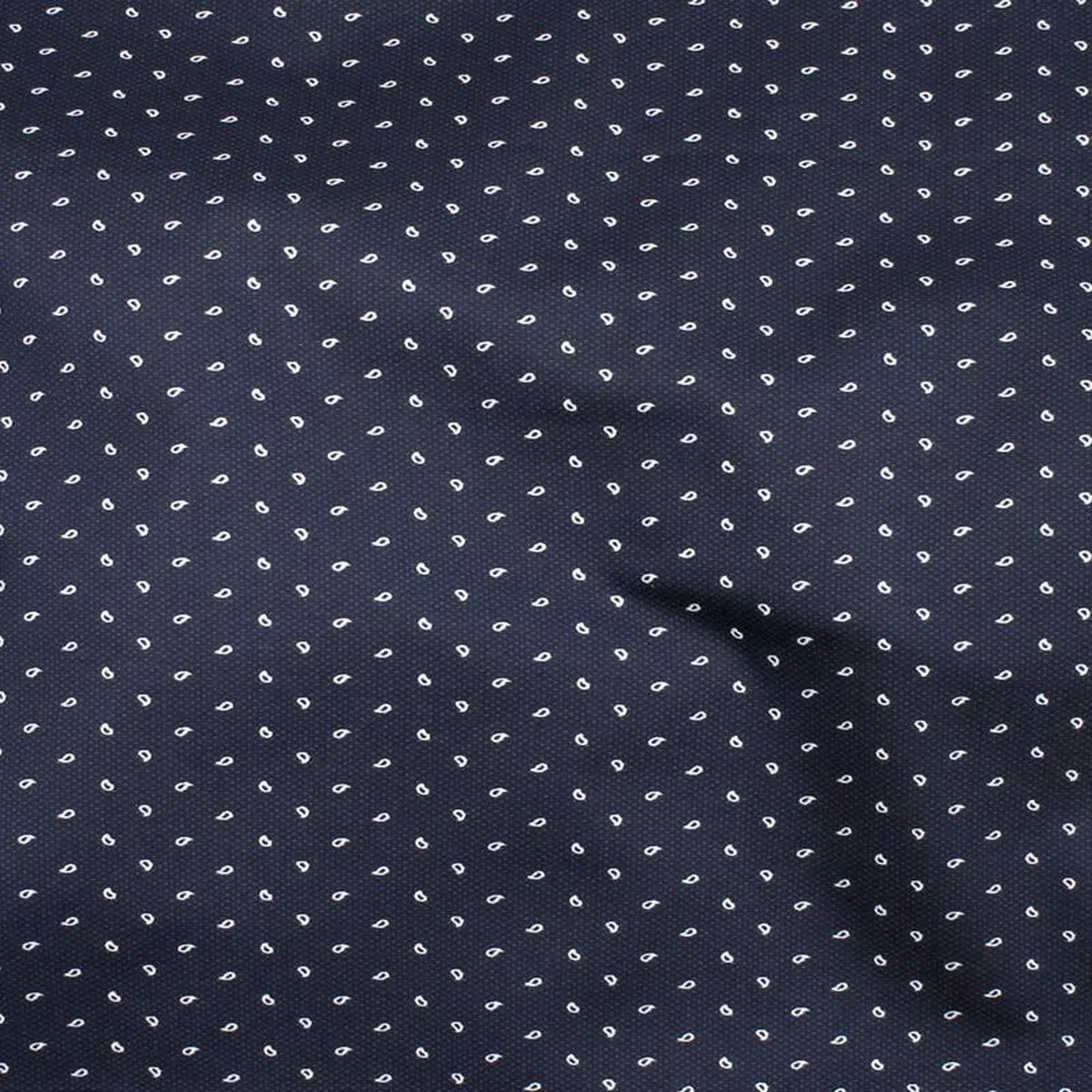 Paisley Stretch Shirting Navy White