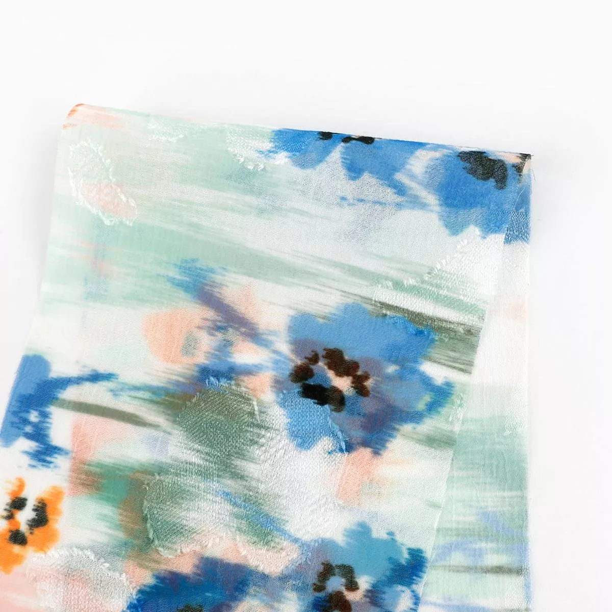 Pansy Patch Poly Devore –Blue/Orange