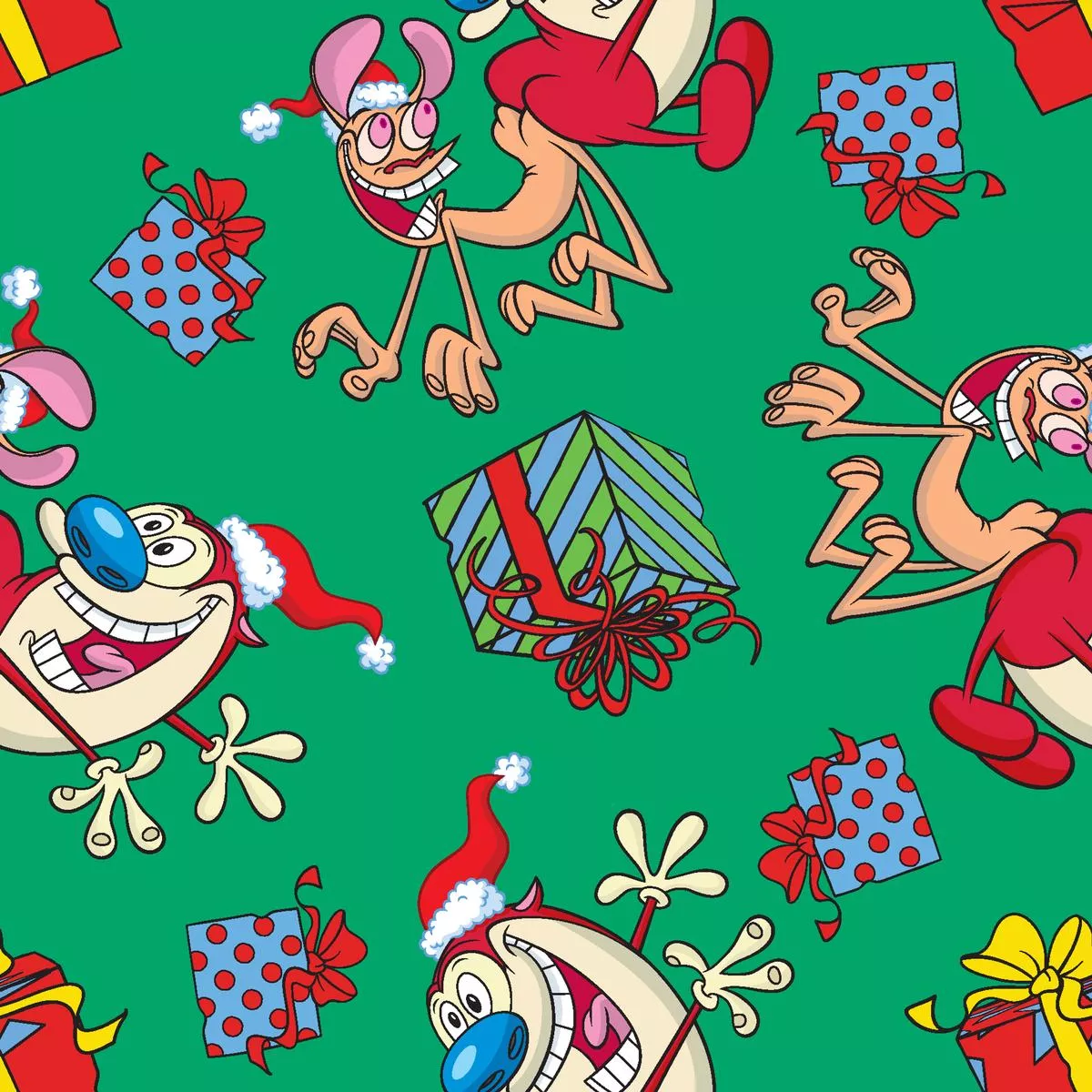 paramount-ren-stimpy-holiday-smiles-fabric Paramount Ren & Stimpy Holiday Smiles Fabric