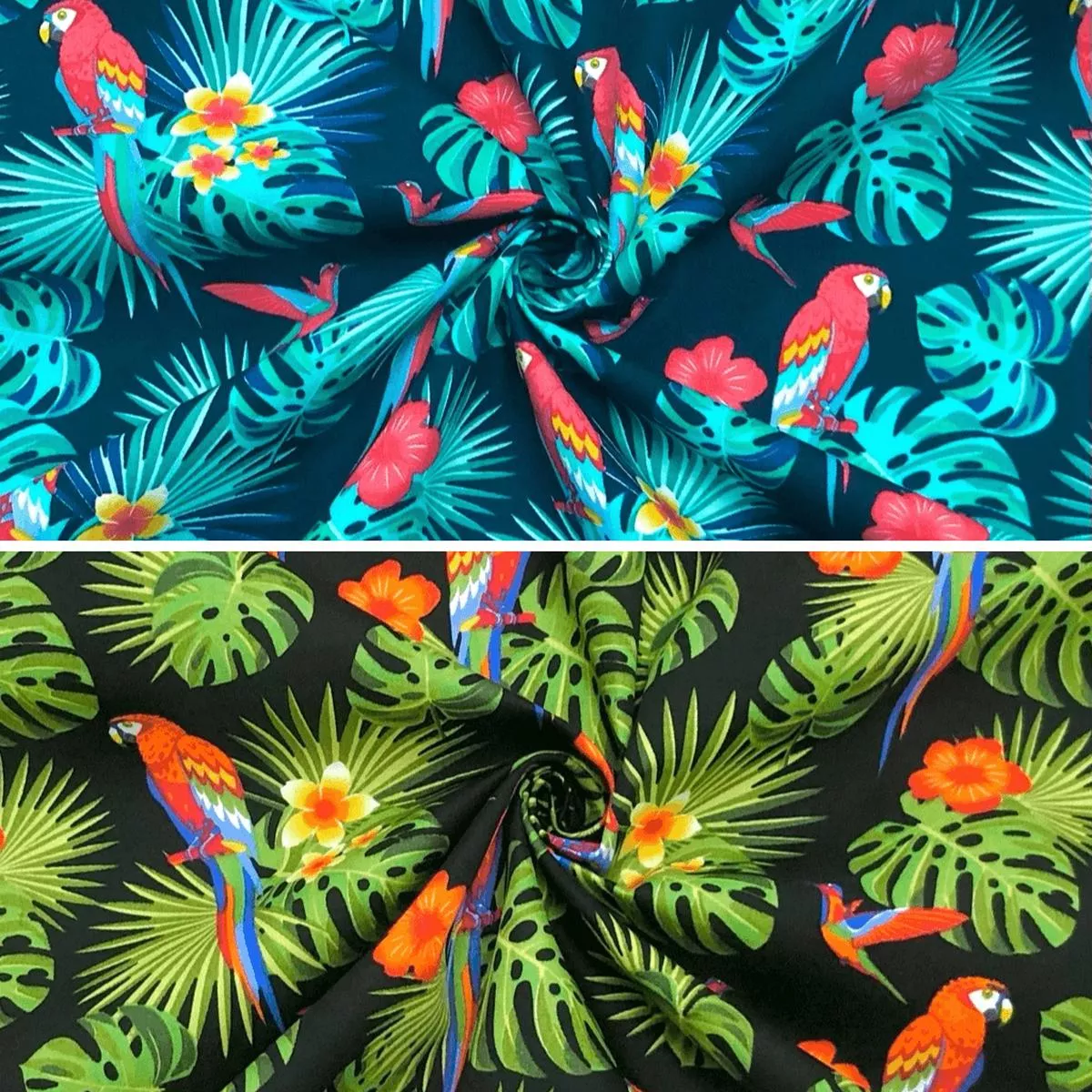 Parrots in the Jungle Rose & Hubble Cotton Poplin Fabric