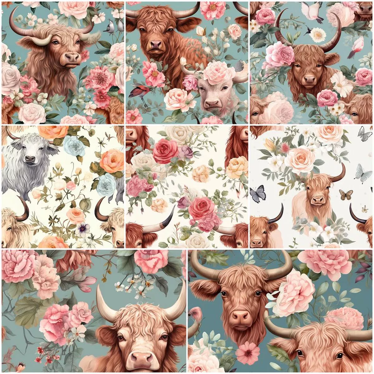 pastel-highland-cows-charm-pack-8-pieces Pastel Highland Cows Charm Pack – 8 Pieces
