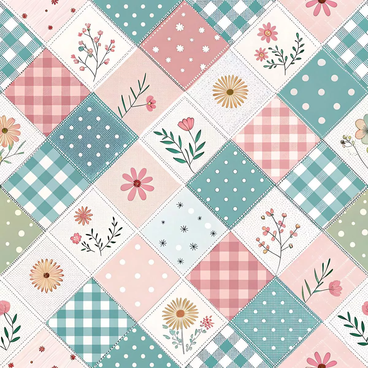 Pastel Spring Floral Patchwork Pattern 15 Quilting Cotton Fabric