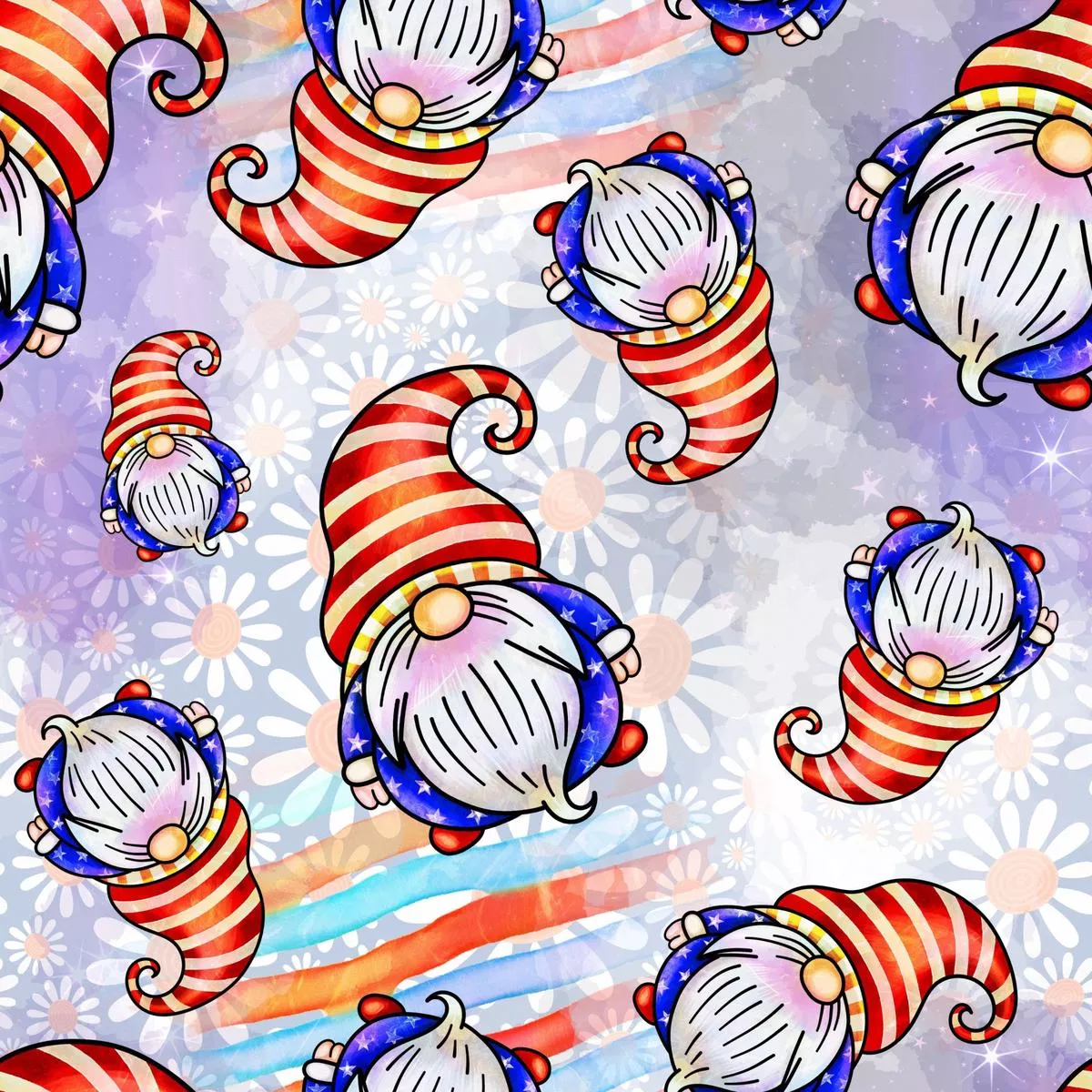 Patriotic Gnomes Pattern 2 Quilting Cotton Fabric
