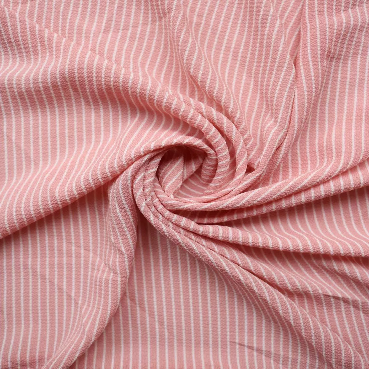peachy-pink-ivory-vertical-stripe-ghost-crepe Peachy Pink & Ivory Vertical Stripe Ghost Crepe