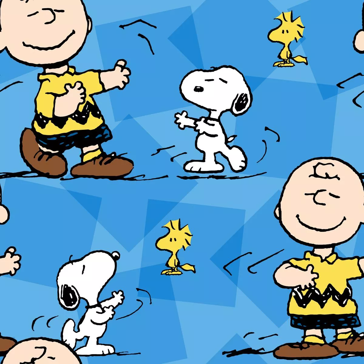 peanuts-character-zig-zag-on-blue-fabric Peanuts Character Zig Zag on Blue Fabric