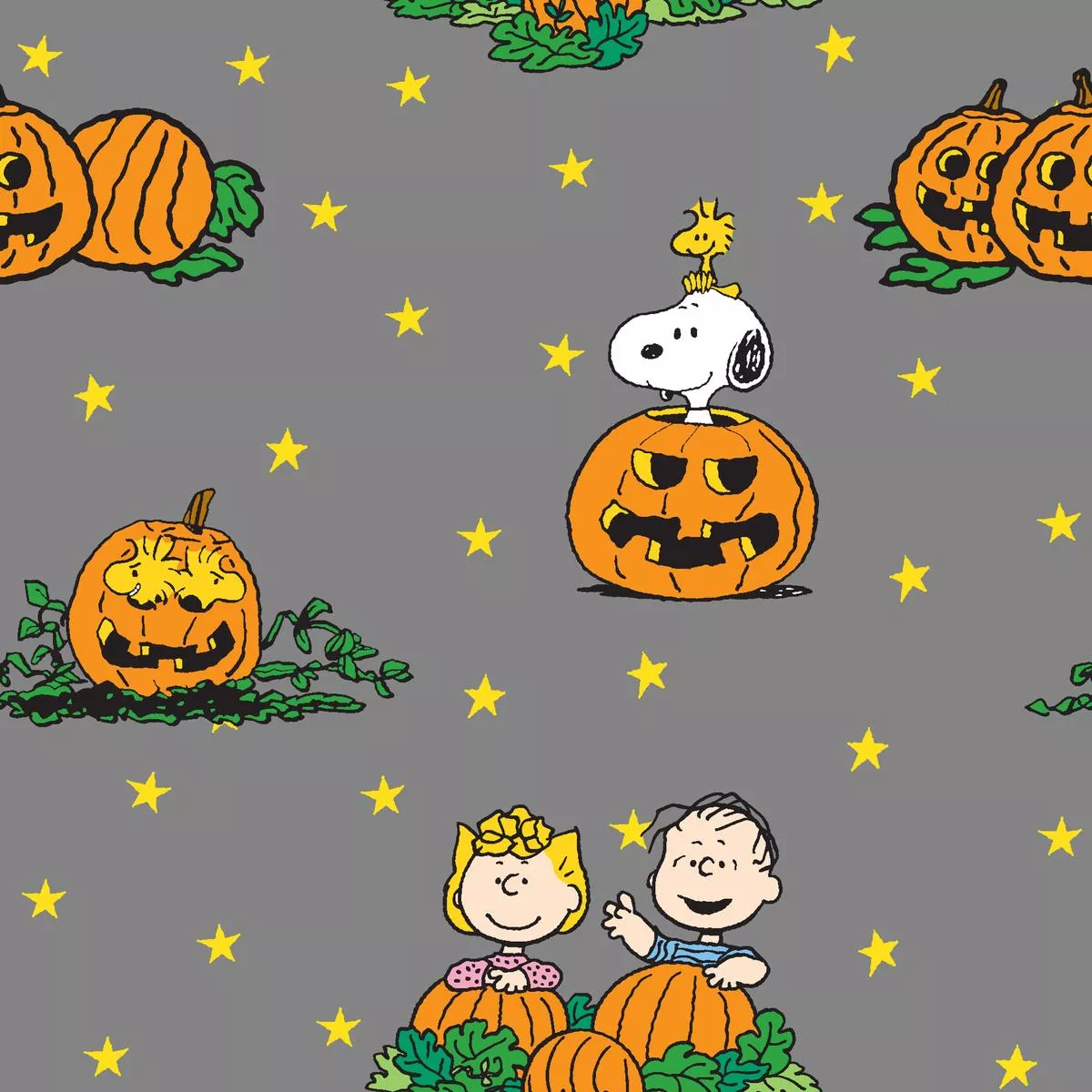 peanuts-charlie-brown-friends-pumpkin-patch-fabric Peanuts Charlie Brown & Friends Pumpkin Patch Fabric