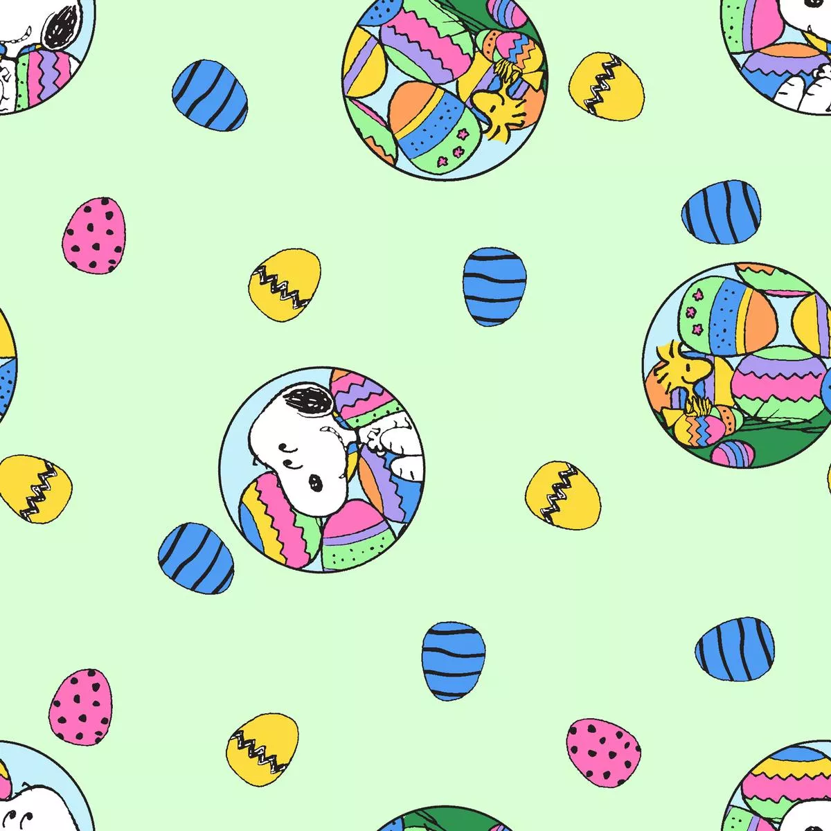 peanuts-easter-eggs-toss-on-mint-green-fabric Peanuts Easter Eggs Toss on Mint Green Fabric