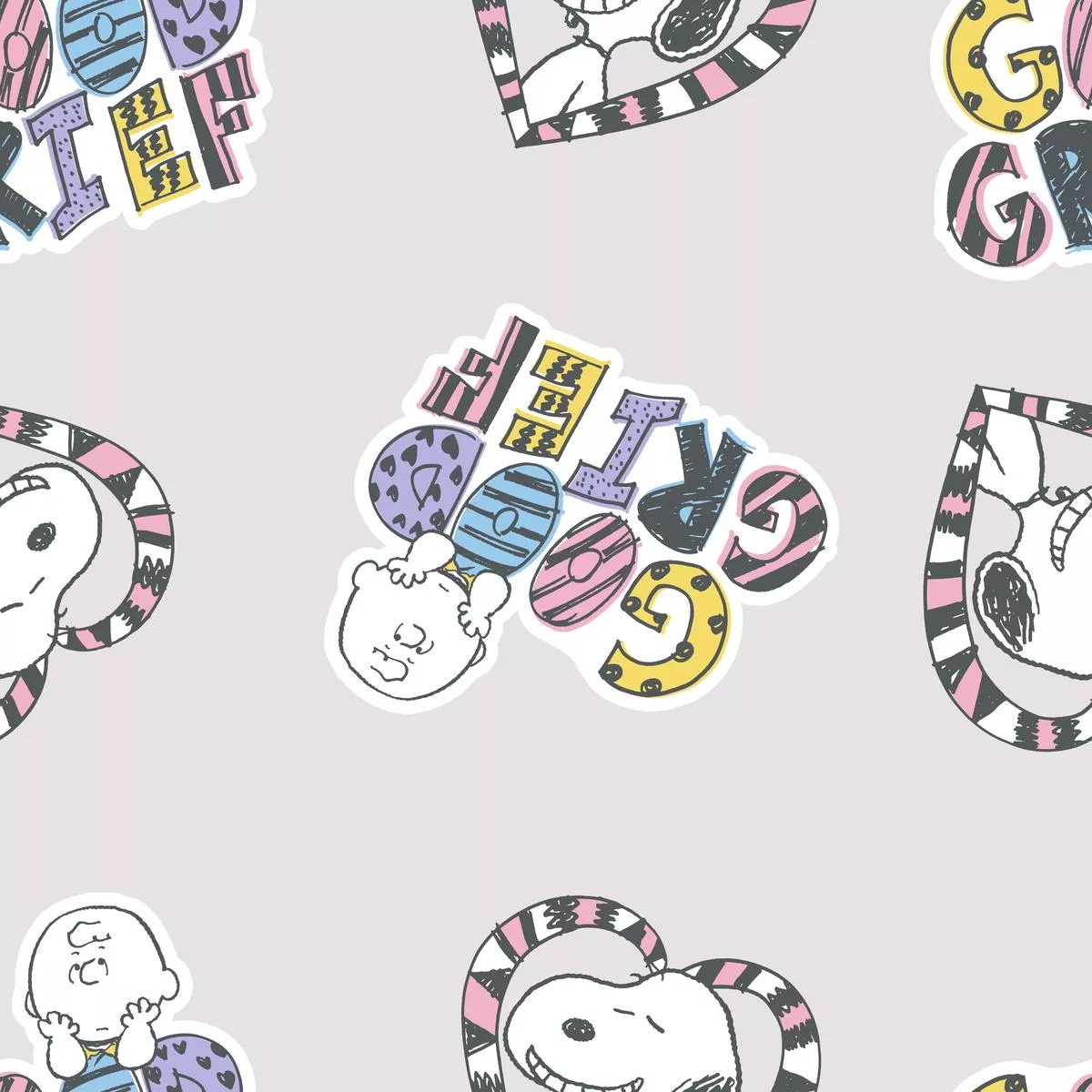 peanuts-good-grief-hearts-toss-fabric Peanuts Good Grief and Hearts Toss Fabric