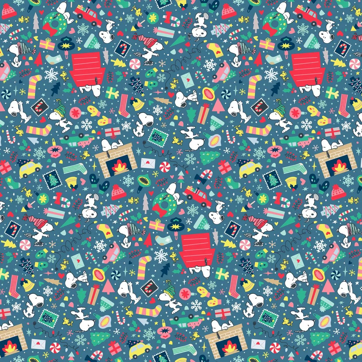 peanuts-snoopy-cozy-christmas-fabric Peanuts Snoopy Cozy Christmas Fabric