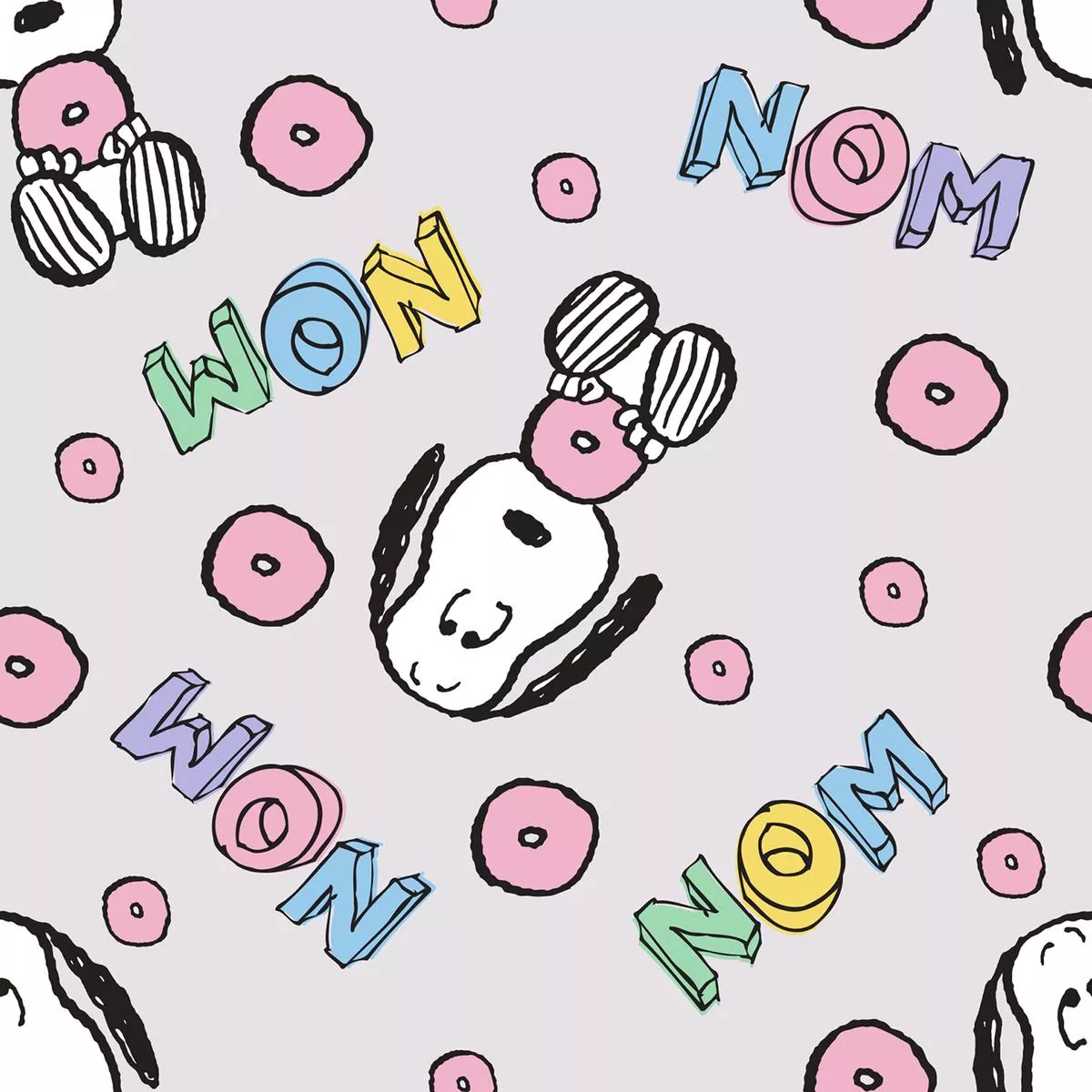 peanuts-snoopy-donuts-toss-fabric Peanuts Snoopy Donuts Toss Fabric