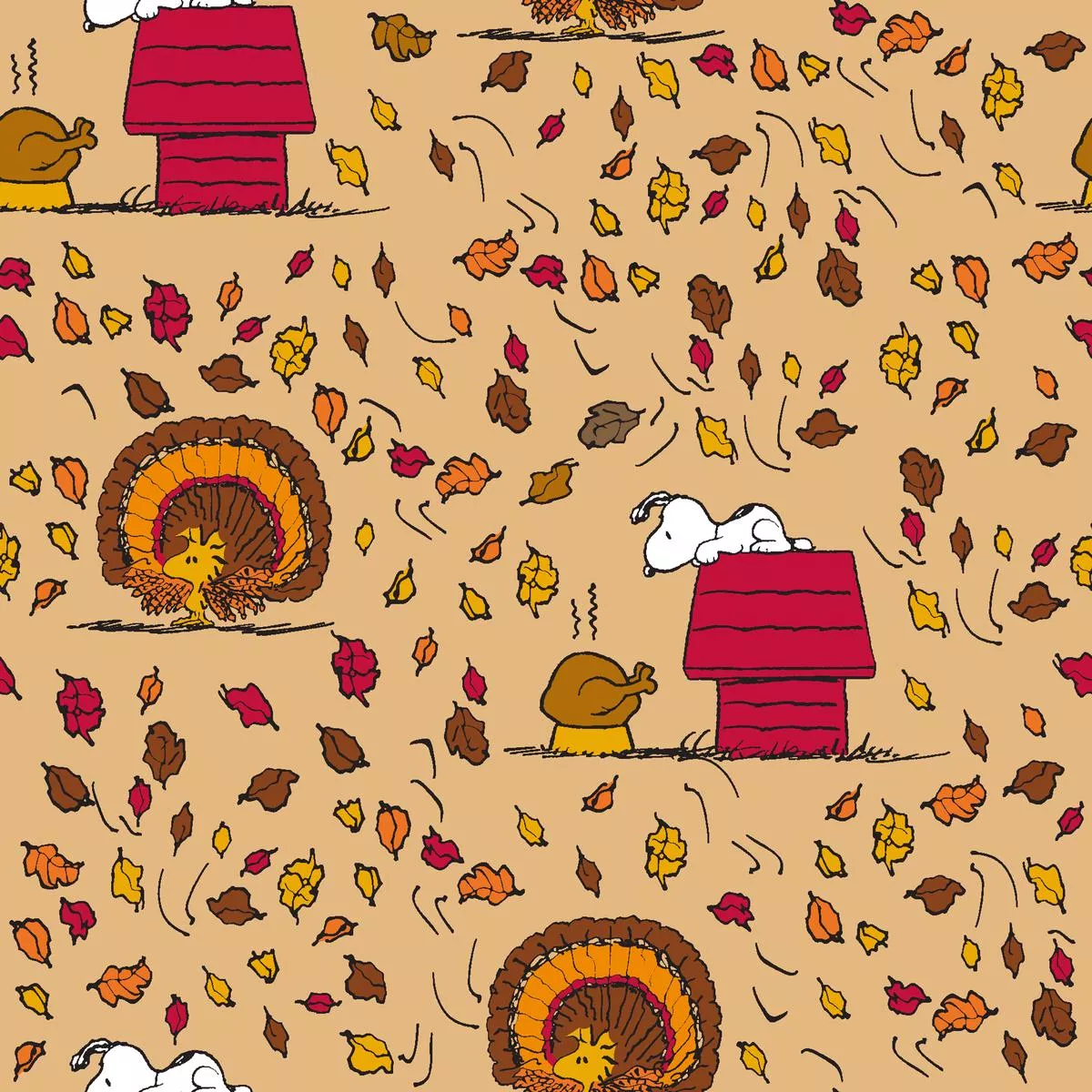 peanuts-snoopy-fall-thanksgiving-day-fabric Peanuts Snoopy Fall Thanksgiving Day Fabric