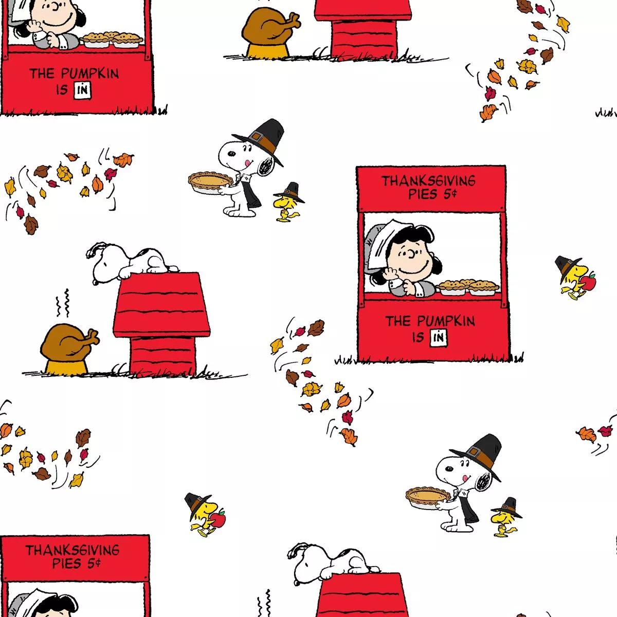 peanuts-snoopy-pie-booths-fabric Peanuts Snoopy Pie Booths Fabric