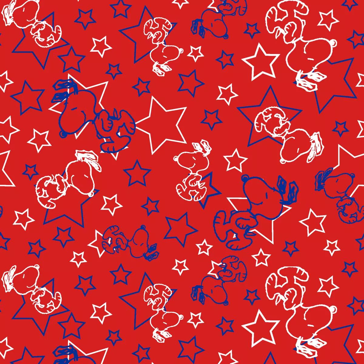 Peanuts Snoopy Stars on Red Fabric