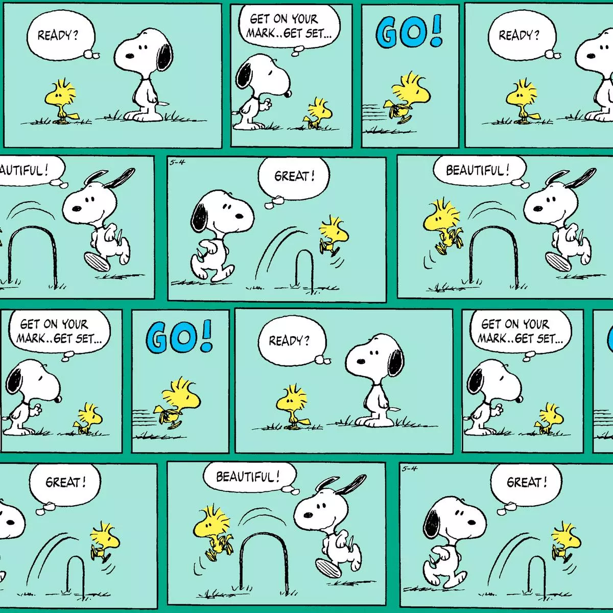 peanuts-snoopy-woodstock-comic-strip-fabric Peanuts Snoopy and Woodstock Comic Strip Fabric