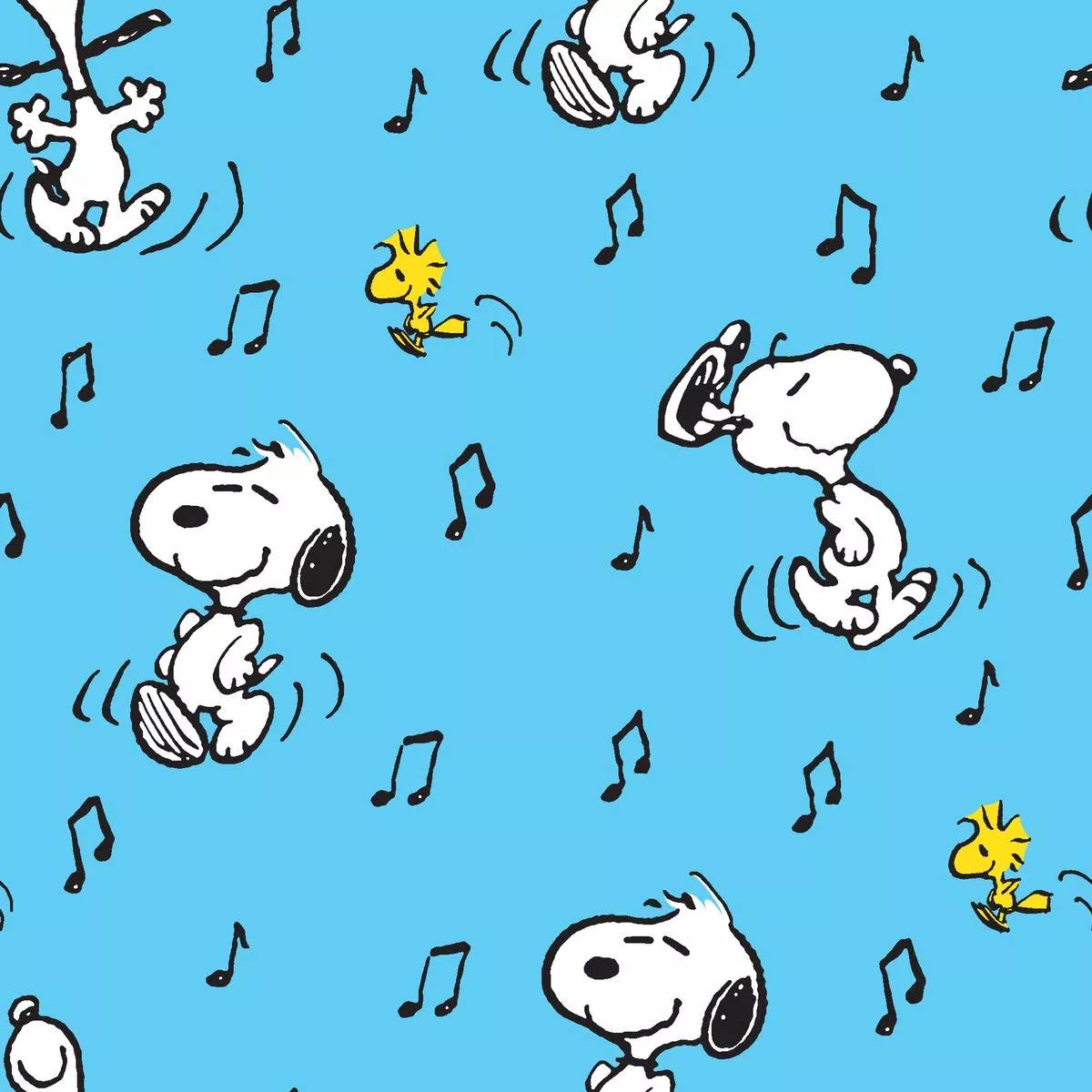 peanuts-snoopy-woodstock-tune-time-fabric Peanuts Snoopy & Woodstock Tune Time Fabric