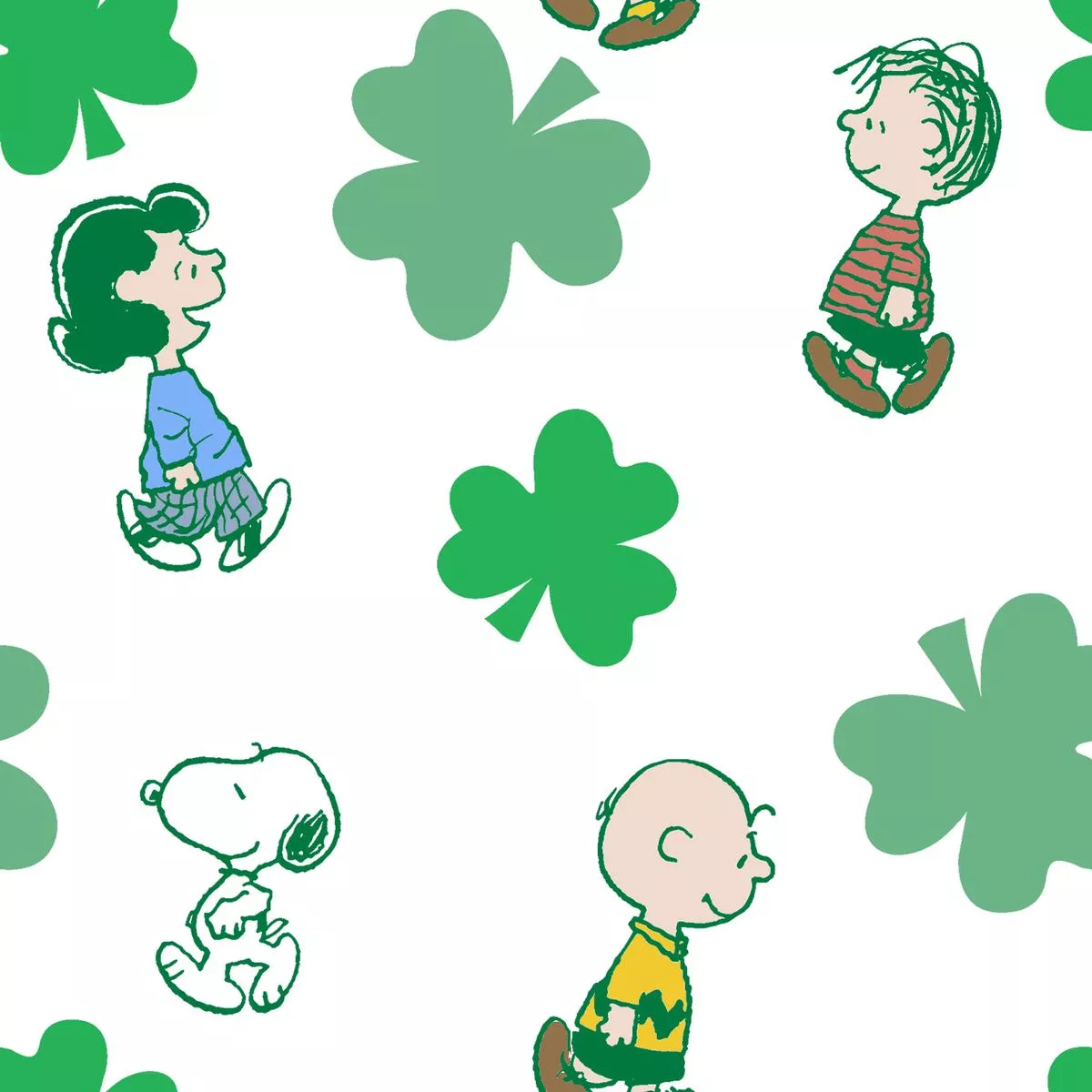 peanuts-st-patrick-s-day-characters-clovers-fabric Peanuts St. Patrick’s Day Characters and Clovers Fabric