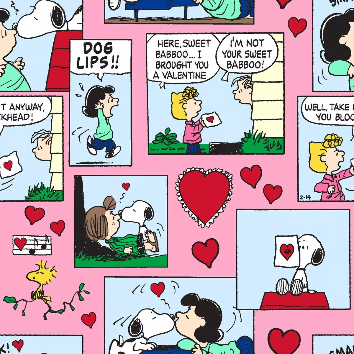 peanuts-valentine-comic-panels-fabric Peanuts Valentine Comic Panels Fabric