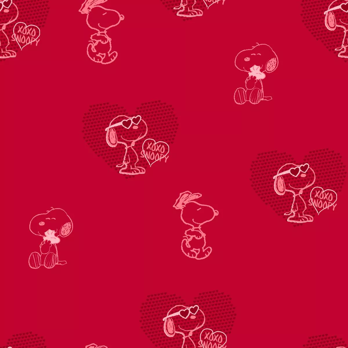 peanuts-xoxo-snoopy-on-red-fabric Peanuts XOXO Snoopy on Red Fabric