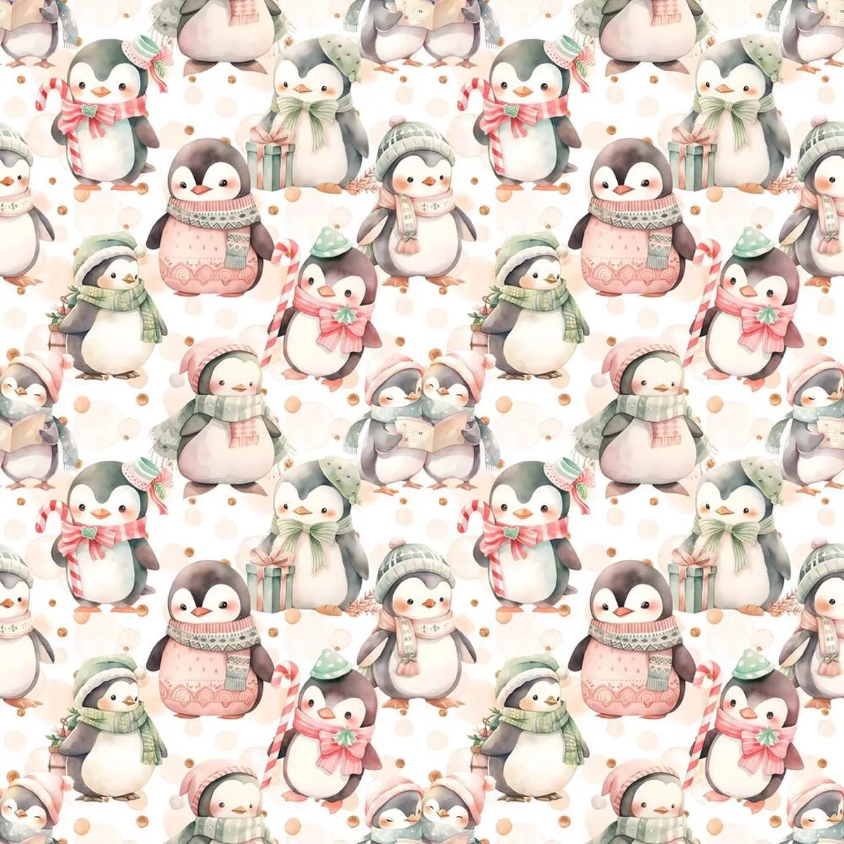 penguins-christmas-elements-fabric Penguins & Christmas Elements Fabric